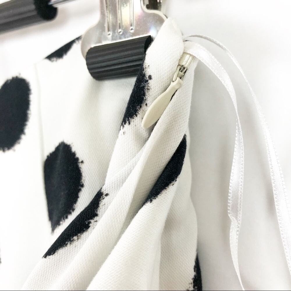 Mother of Pearl Kate Polka Dot Midi Skirt Tie‎ Front Fringe White Black Size 0 - Picture 9 of 15